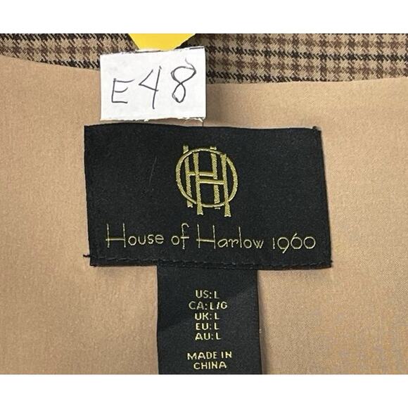 NWT House of Harlow Brown Plaid Cropped Vest Sz L Dark Academia Heritage Preppy - Picture 6 of 6